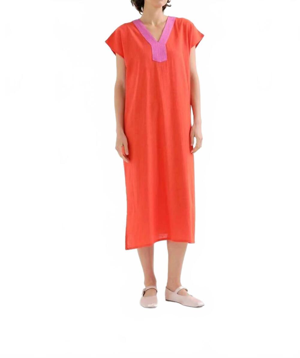 NEW COMPANIA FANTASTICA colorblock long kaftan in orange